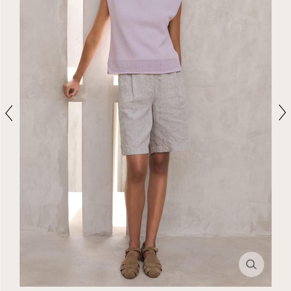 Poetry Stone Gray Linen Shorts
